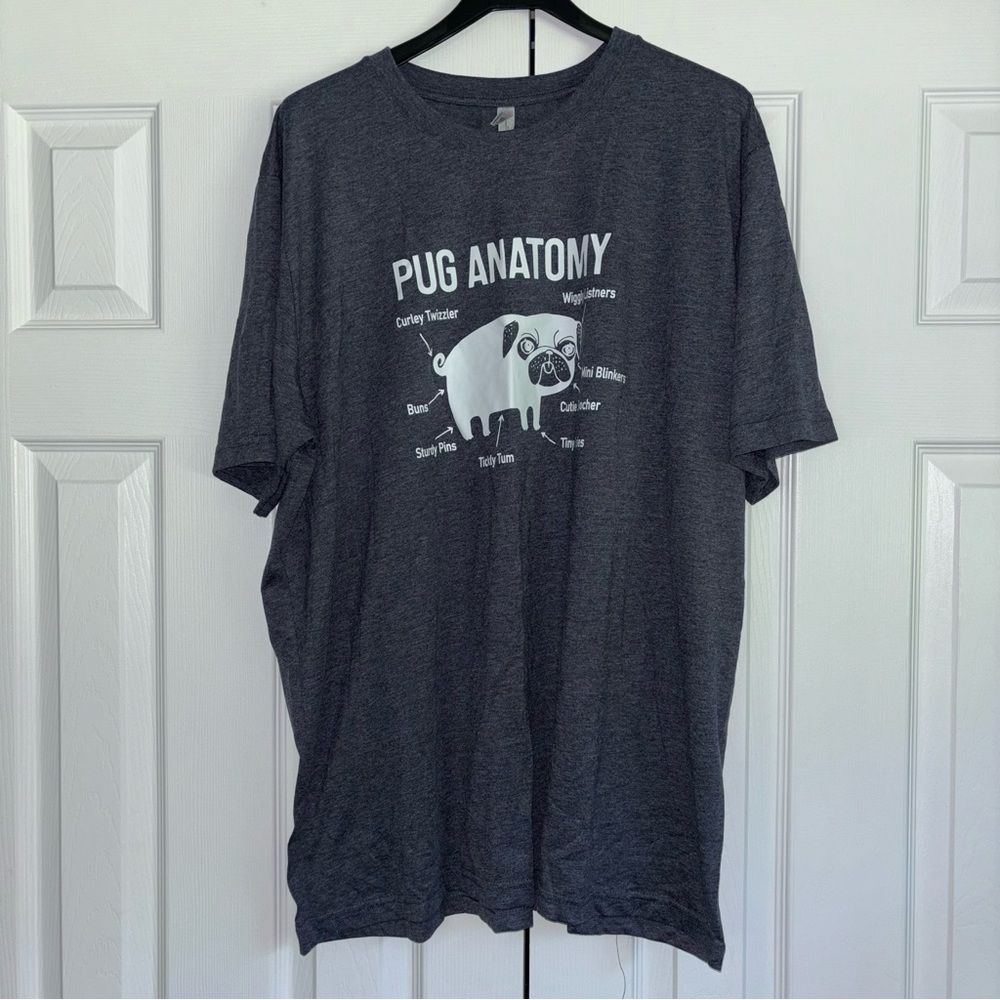 Pug Anatomy Short Sleeve T Shirt Size XXL Screen Printed Graphic Shirt